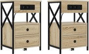 vidaXL Dulap de noapte cu sertar 2 pcs Stejar Sonoma 40 x 31 x 60 cm
