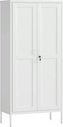 HOMCOM Dulap pentru Birou în Oțel cu 3 Rafturi Reglabile cu Serratură și 2 Chei, 80x40x175 cm, Alb | Aosom Romania