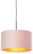Lampă suspendată cu abajur din catifea roz și auriu 35 cm - Combi