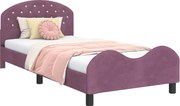vidaXL Cadru de pat pentru copii cu spătar Violet 80 x 200 cm Catifea
