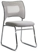 Scaun vizitator gri deschis HRC613F din material mesh si baza metalica cromata