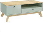 HOMCOM Masă de cafea pentru living, măsuță dreptunghiulară cu sertar, ușă și compartiment deschis, verde deschis și stejar | Aosom Romania