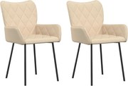 vidaXL Scaune de bucătărie, 2 buc., crem, material textil