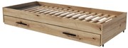 Modul artizanal stejar VERSO F/1S, pat 90x200 cm cu spatiu depozitare