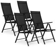 Set de 4 scaune de grădină pliabile cu spătar reglabil - negru