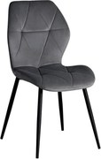 Scaun KEN, gri inchis/negru, stofa catifelata/metal, 47x55x87 cm