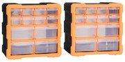 vidaXL Organizatoare cu 12 sertare, 2 buc., 26,5 x 16 x 26 cm