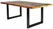 Masa dreptunghiulara cu blat din lemn de tec reciclat Tables &amp; Benches 180 x 100 x 76,5 cm multicolor/neagra