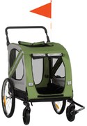 PawHut Cărucior pentru Câini 2 în 1, Căruț pentru Câini la Bicicletă, pliabil, rezistent la intemperii, pentru câini de până la 20 kg, Verde | Aosom Romania
