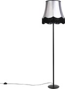Lampă de podea retro neagră cu abajur Granny negru cu gri 45 cm - Simplo