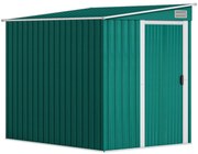 Outsunny Magazie Grădină din Oțel, Ușă Glisantă, pentru Căsuță de Unelte, Căsuță de Grădină, 154x206.5x160/181 cm, Albă | Aosom Romania