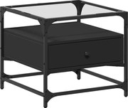 vidaXL Măsuță de cafea cu blat din sticlă negru 50x50x45 cm oțel