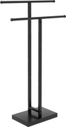 HOMCOM Suport de Prosoape de Podea cu 2 brațe, Suport de Prosoape din Metal pentru Baie, 50x18,5x85 cm, Negru | Aosom Romania