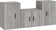 vidaXL Set dulap TV, 3 piese, gri sonoma, lemn prelucrat