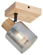 Spot inteligent din lemn cu sticlă fumurie, rotativ și înclinabil, inclusiv Wifi G45 - Gracy