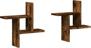 vidaXL Rafturi perete 2 buc. stejar fumuriu 38x12x38 cm lemn prelucrat