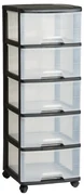 Etajeră pe roți neagră/transparentă din plastic 37x100 cm – Curver
