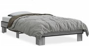 vidaXL Cadru de pat, gri sonoma, 100x200 cm, lemn prelucrat și metal