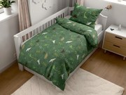 Lenjerie de pat din bumbac pentru patut DINO STEPS verde inchis Dimensiune lenjerie de pat: 45 x 65 cm | 90 x 135 cm