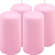 Set de lumânări stâlp, 15 cm, Ø 7,5 cm, roz, 4 buc.