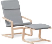 vidaXL Scaun de relaxare cu taburet, gri deschis, textil