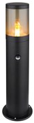 Stalp mic pentru exterior cu senzor de miscare design modern IP44 Xeloo negru, fumuriu