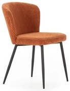 Scaune de dining portocalii 4 buc. din catifea reiată Megan – Marckeric