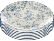 Set de 6 farfurii plate Flori delicate 26 cm,albastru