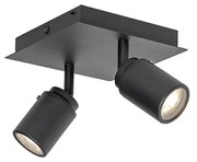 Spot modern pentru baie negru pătrat cu 2 lumini IP44 - Ducha
