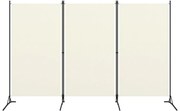 Paravan de camera cu 3 panouri, alb, 260 x 180 cm, textil