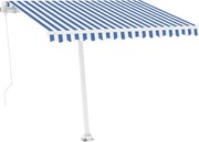 vidaXL Copertină retractabilă manual, albastru/alb, 300x250 cm