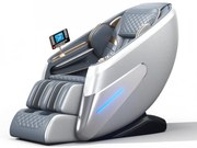 Fotoliu de masaj HADES, cu Incalzire, Bluetooth, Display, Ecran tactil, Controler rapid cotiera, Zero Gravity, 2 Boxe, Moduri Automate, Suport Picioare extensibil, Piele PU Premium, Gri