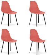 Set 4 scaune corai OSAKA cu picioare negre