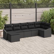vidaXL Set de canapele pentru grădină 7 pcs Negru Rattan poli