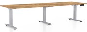 Masă înălțime reglabilă OfficeTech Long, 260 x 80 cm, picioare gri, stejar auriu