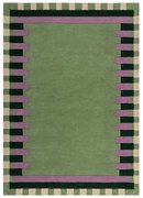 Covor verde/mov țesut manual din lână 160x230 cm Kai Wool Border – Flair Rugs