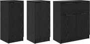 vidaXL Bufet cu sertar 3 pcs Stejar negru Lemn compozit
