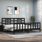 vidaXL Cadru pat cu tăblie 200x200 cm, negru, lemn masiv