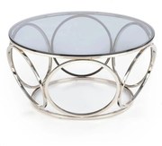 Masuta cafea VENUS argintiu/transparent, sticla/otel, 80x44 cm