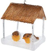 Decorațiune luminoasă pentru exterior Căsuță cu  păsări cu 10 LED-uri, maro, 18,5 x 16,5 x 23 cm