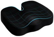 Pernă ortopedică pentru șezut, din spumă memorie și infuzie cu gel, sistem de ventilație, pernuță separată cu gel, Husă Catifea, Fermitate normală, Negru