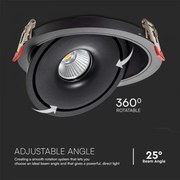 LED spot încastrat 28W 230V 3000/4000/6400K Ø20 cm negru