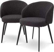 Set de 2 scaune cu brate design LUX Lloyd, boucle negru 115989 HZ