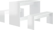 vidaXL Set mobilier de bucătărie, 3 piese, alb extralucios, PAL