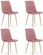 Set 4 Scaune Bucatarie/Dining Clay Catifea Roz
