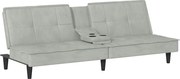 vidaXL Canapea extensibilă cu suporturi de pahar, gri deschis, catifea