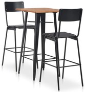 vidaXL Set mobilier de bar, 3 piese, negru, oțel