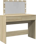 vidaXL Masă de toaletă cu LED, stejar sonoma, 100x40x120 cm