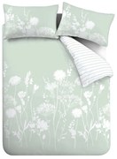 Lenjerie de pat Catherine Lansfield Meadowsweet Floral, 200 x 200 cm, alb - verde