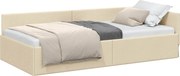 vidaXL Cadru de pat colțar cu headboard Crem 80 cm x 200 cm țesătură